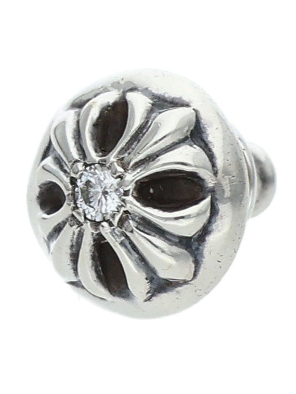 Chrome Hearts Stud Crsbll Dia Cross Ball Silver Earrings